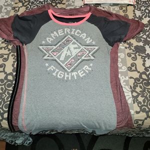 Women’s Affliction shirt marked medium but fits large